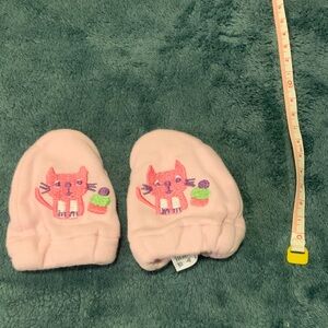 George Pink Mittens with Cat Design